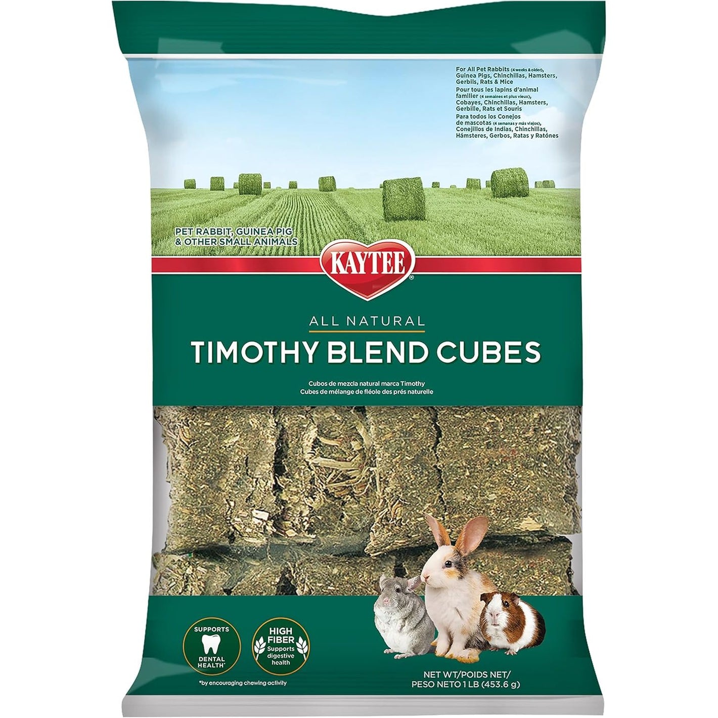 Kaytee Timothy Hay Blend Cubes for Pet Rabbits, Guinea Pigs, Chinchillas, and Other Small Animals, 1 Pound