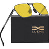 LUENX Rectangular Polarized Aviator Sunglasses for Men Retro Pilot Shades Driving UV400 Protection - Yellow(night Vision)