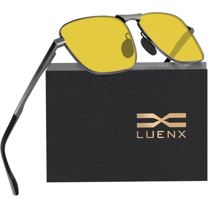 LUENX Rectangular Polarized Aviator Sunglasses for Men Retro Pilot Shades Driving UV400 Protection