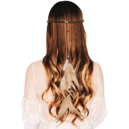 XunYee Feather Hippie Headband for Women - Indian Feather Hair Accessories for Costume (Classic Style)