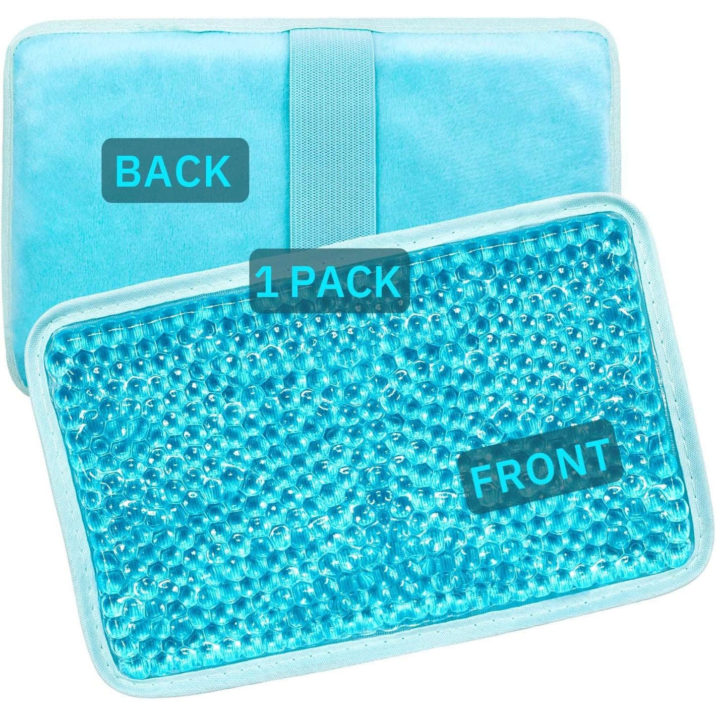 Gel Beads Ice Pack Ice Bag with Strap-1 Pack Reusable Hot & Cold Pack Compress for Knee, Shoulder, Foot, Back, Ankle, Neck, Hip, Elbow, Wisdom Tooth-7.76''x4.93''(Blue)