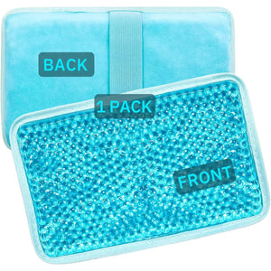 Gel Beads Ice Pack Ice Bag with Strap-1 Pack Reusable Hot & Cold Pack Compress for Knee, Shoulder, Foot, Back, Ankle, Neck, Hip, Elbow, Wisdom Tooth-7.76''x4.93''(Blue)