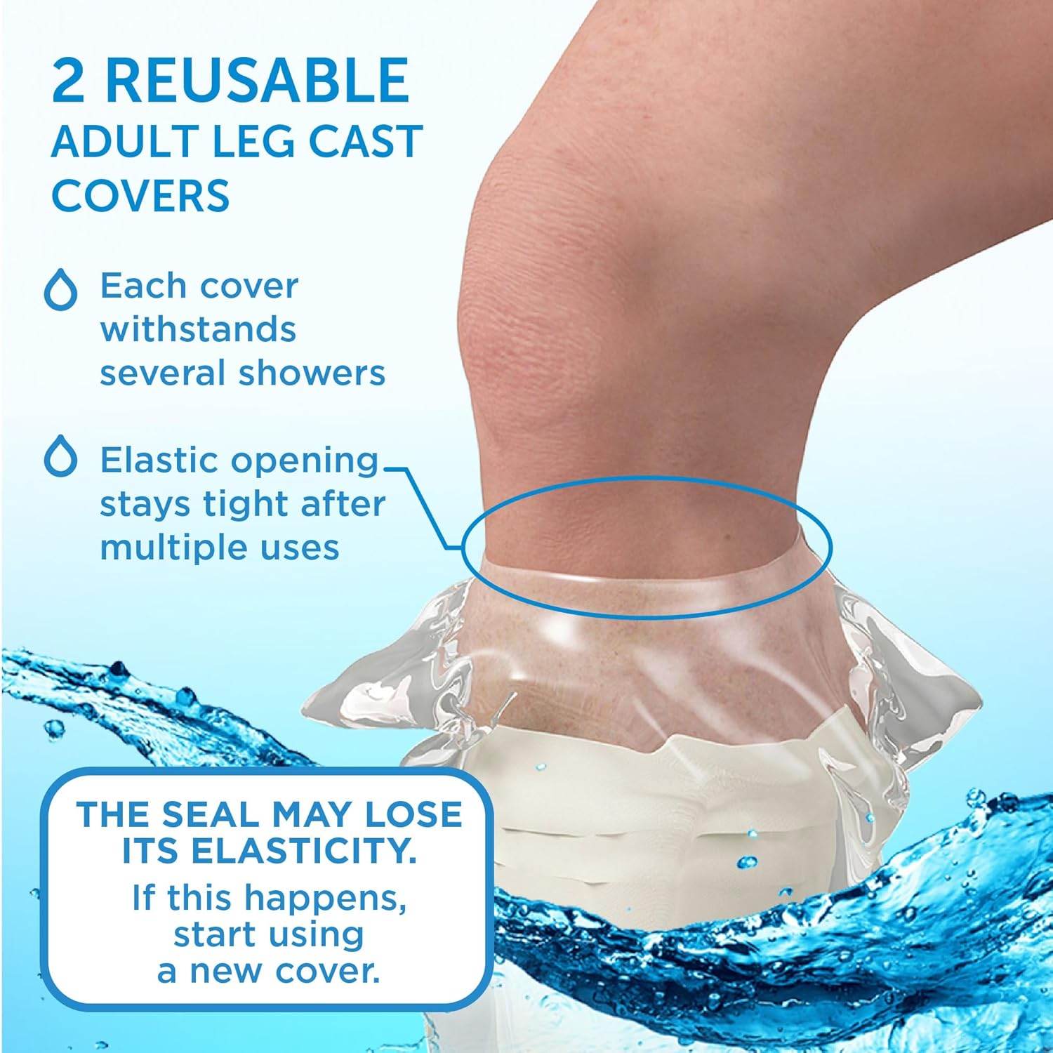 100% Waterproof Cast Covers for Shower Leg - Tight Seal - Reusable Adult 2pk Half Leg Cast Protectors - Knee, Ankle, Foot - My Store