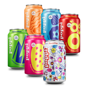 Buy now Poppi Sparkling Prebiotic Soda Beverage with Apple Cider Vinegar, Seltzer Water and Fruit Juice, New Obsessions Variety Pack, 12 Fl Oz, Pack of 12, Packaging May Vary at indiglob india