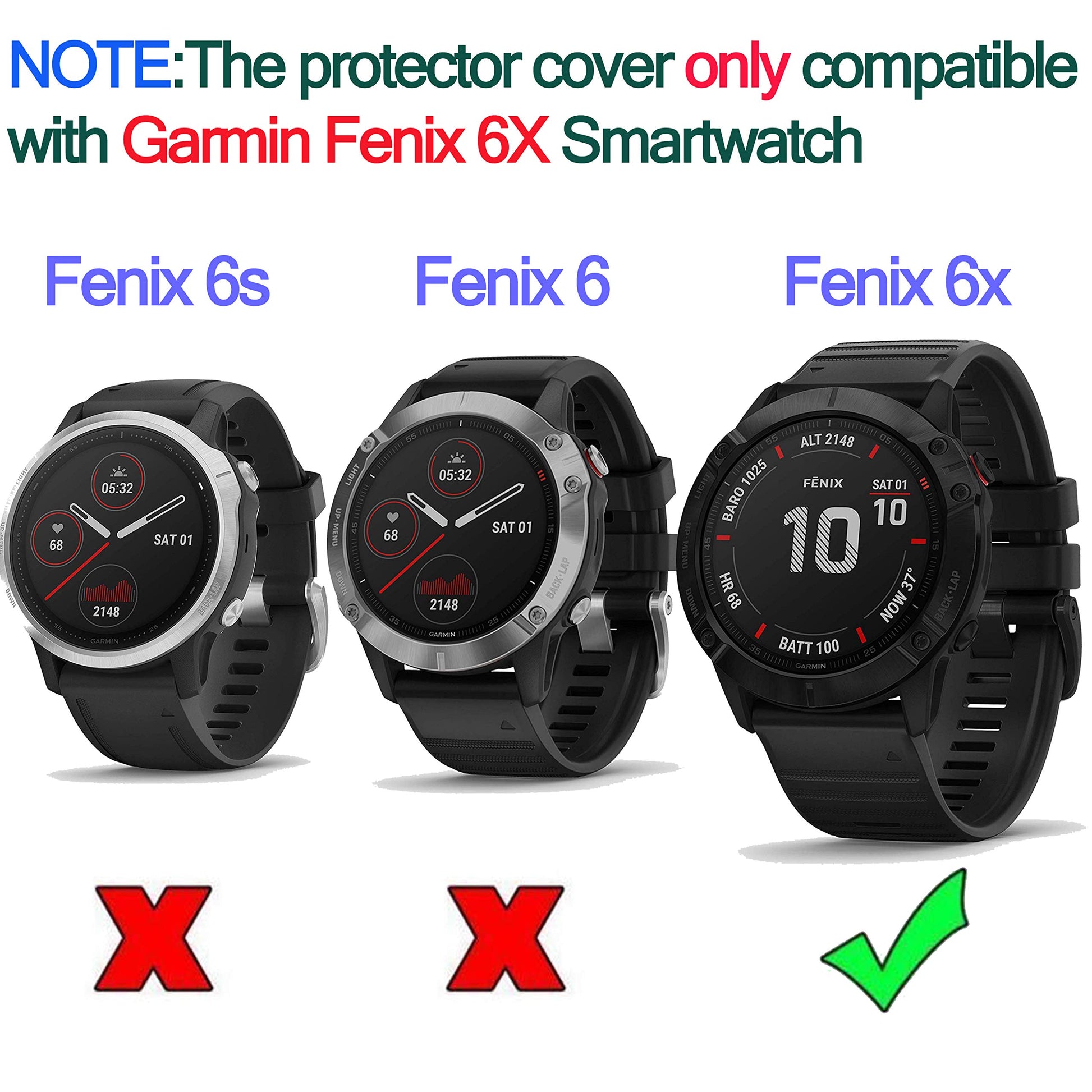 Buy now RuenTech Case Cover Compatible with Garmin Fenix 6X/6X Pro/Fenix 6X Sapphire Case Protector TPU Protective Case Frame for Fenix 6X Smart Watch (Black&Transparent) at indiglob india