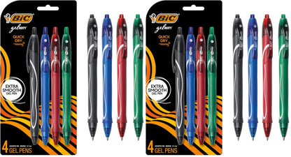 Buy now BIC Gelocity Quick Dry Blue Gel Pens, Medium Point (0.7mm), 12-Count Pack, Retractable Gel Pens With Comfortable Full Grip 4 Count (Pack of 2) Black, Blue, Red, Green at indiglob india