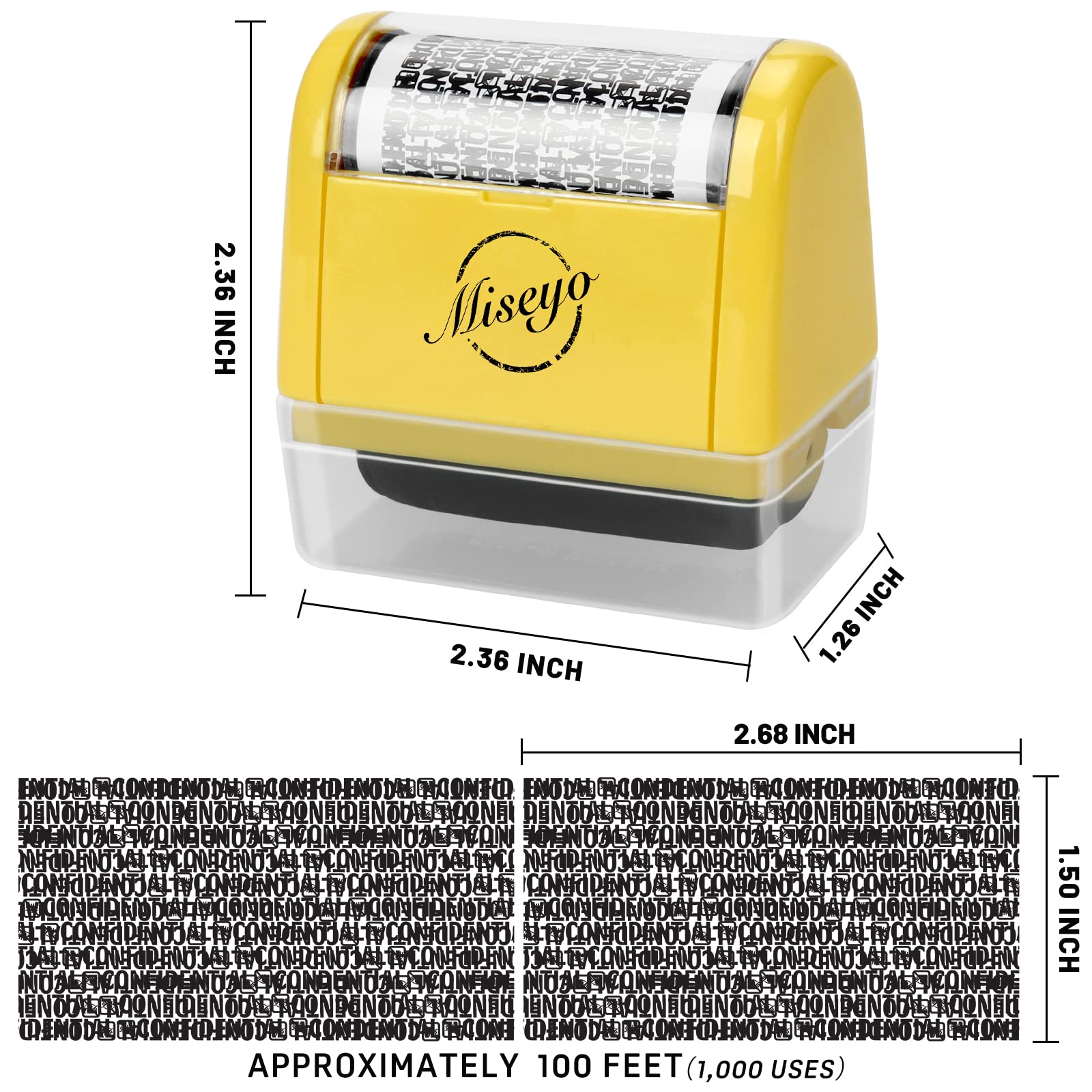 Buy now Miseyo Wide Identity Theft Protection Roller Stamp Set - Yellow (3 Refill Ink Included) at indiglob india