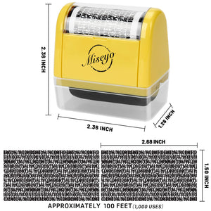 Buy now Miseyo Wide Identity Theft Protection Roller Stamp Set - Yellow (3 Refill Ink Included) at indiglob india