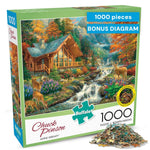 Buy now Buffalo Games - Alpine Serenity - Chuck Pinson - 1000 Piece Autumn Jigsaw Puzzle for Adults - Fall Mountain Cabin Scene - Challenging Puzzle for Game Nights - Finished Size 26.75 x 19.75 - Made in USA at indiglob india