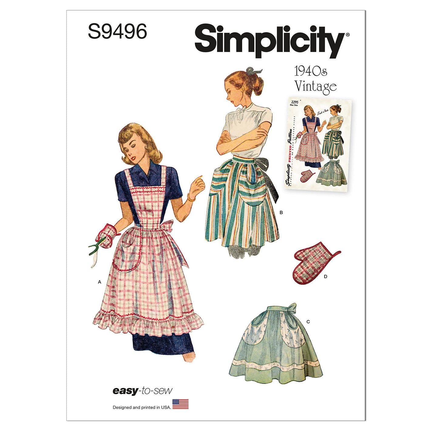 Buy now Simplicity SS9496OS Misses' Vintage Apron Sewing Pattern Kit, Code S9496, One Size at indiglob india