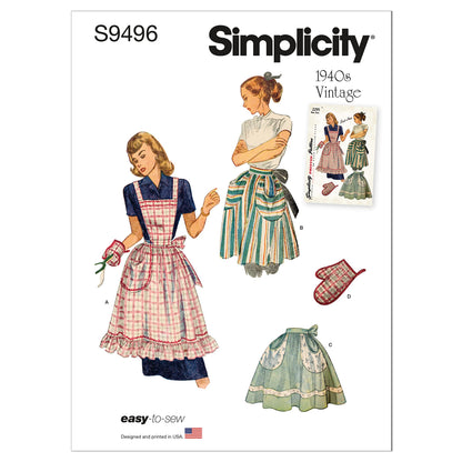 Buy now Simplicity SS9496OS Misses' Vintage Apron Sewing Pattern Kit, Code S9496, One Size at indiglob india