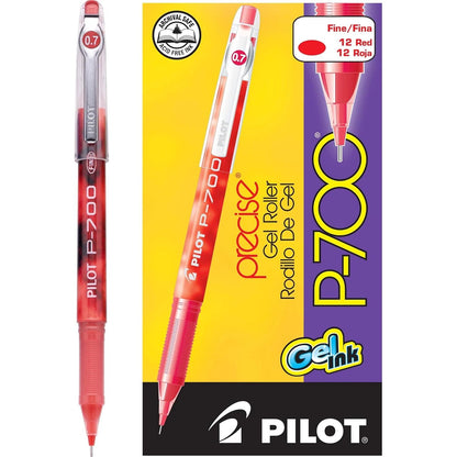 Pilot, Precise P-700 Gel Ink Rolling Ball Stick Pens, Fine Point 0.7 mm, Blue, Pack of 12