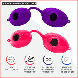 Super Sunnies UV Eye Protection FDA Compliant Eyeshields, Tanning Bed Goggles, Red Light Therapy Glasses w/Strap