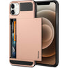 Vofolen Compatible with iPhone 12 Mini Case 5G Wallet Cover Credit Card Holder Slot Sliding Door Hidden Back Pocket Anti-Scratch Dual Layer Protective Shell Compatible with iPhone 12 Mini Black - Rose Gold