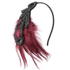 BABEYOND 1920s Flapper Headband Accessories Roaring 20s Feather Hair Band Vintage Gatsby Party Accessories (Silver) - Wine Red