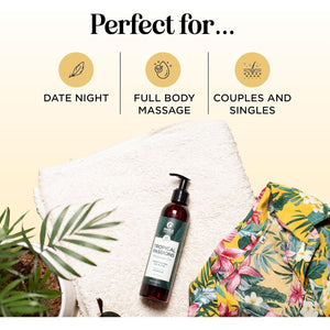 Tropical Sensual Massage Oil for Couples - Complete Relaxation Full Body Massage Oil for Date Night with Smooth Gliding Coconut and Sweet Almond Oil with Mango Scent - Non GMO Gluten Free and Vegan