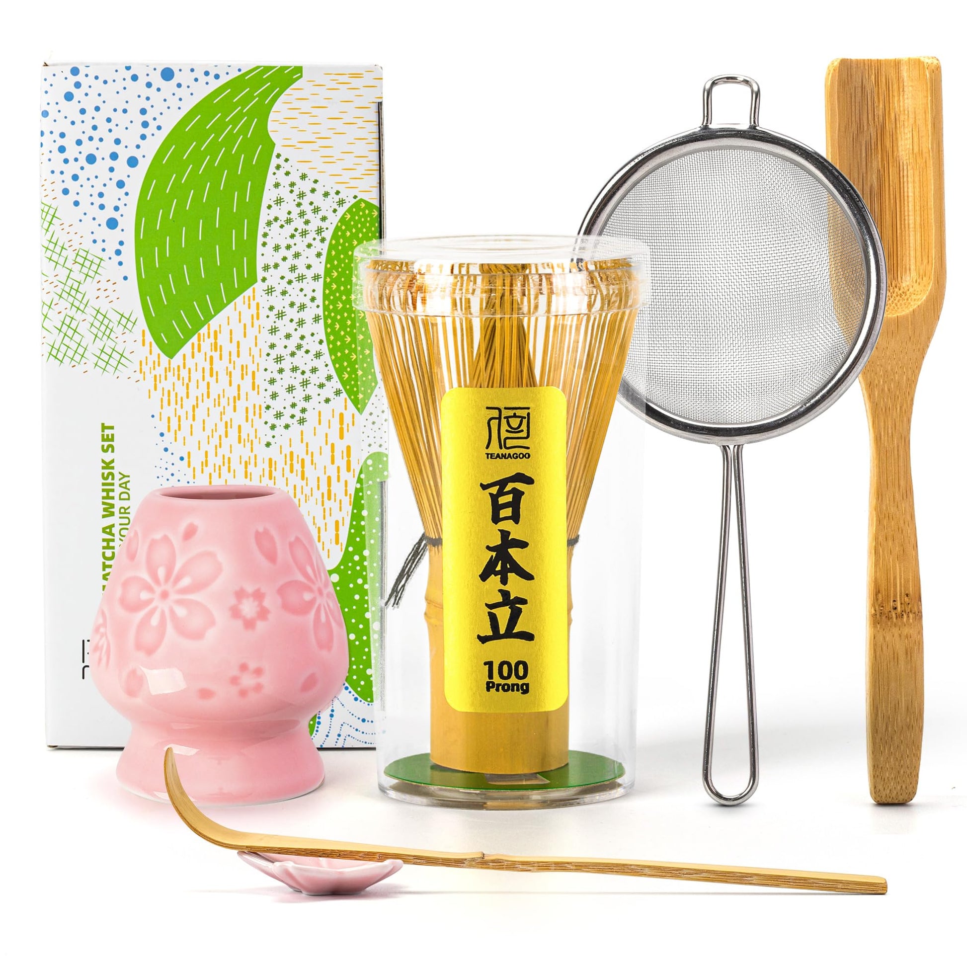 Buy now TEANAGOO MA-01 Japanese Matcha Ceremony Accessory, Matcha Whisk (Chasen), Traditional Scoop (Chashaku), Tea Spoon, Whisk Holder, The Perfect Set to Prepare a Traditional Cup of Matcha.… at indiglob india