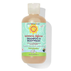California Baby Swimmer’s Defense Baby Wash + Baby Shampoo | After Swim Hydrating Shampoo | 100% Plant-Based | Gentle Chlorine Removal | 8.5 oz