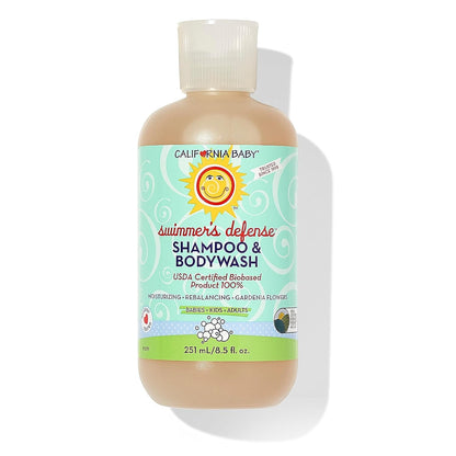 California Baby Swimmer’s Defense Baby Wash + Baby Shampoo | After Swim Hydrating Shampoo | 100% Plant-Based | Gentle Chlorine Removal | 8.5 oz