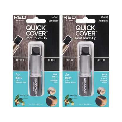 RED by Kiss Quick Cover Root Touch Up Stick, Water-Resistant Temporary Gray Hair Concealer with Brush for Roots and Beard, Long-Lasting Coverage, Easy Application (2 Pack, Dark Brown)