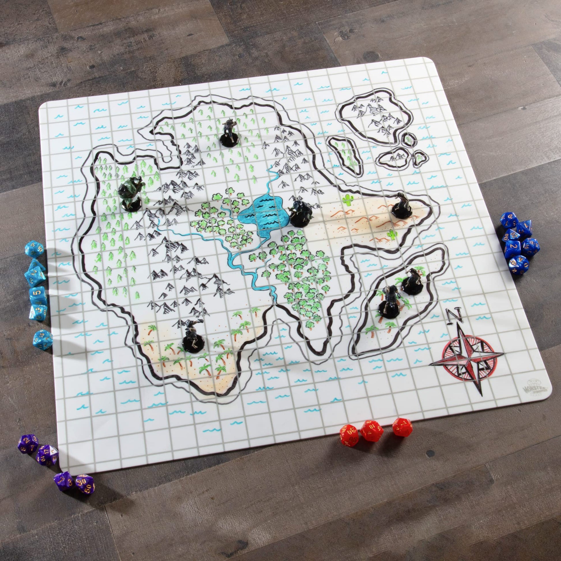 Buy now Double-Sided Role Playing RPG Game Mat- Reversible Silicone Battle Matte Grid w Hexes and Squares- XL 20"x20"-Foldable, Rollable, Wet Eraseable - Made for D&D Dungeons Dragons, Pathfinder and More at indiglob india