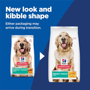 Hill's Science Diet Perfect Weight, Adult 1-6, Weight Management Support, Dry Dog Food, Chicken & Brown Rice, 4 lb. Bag