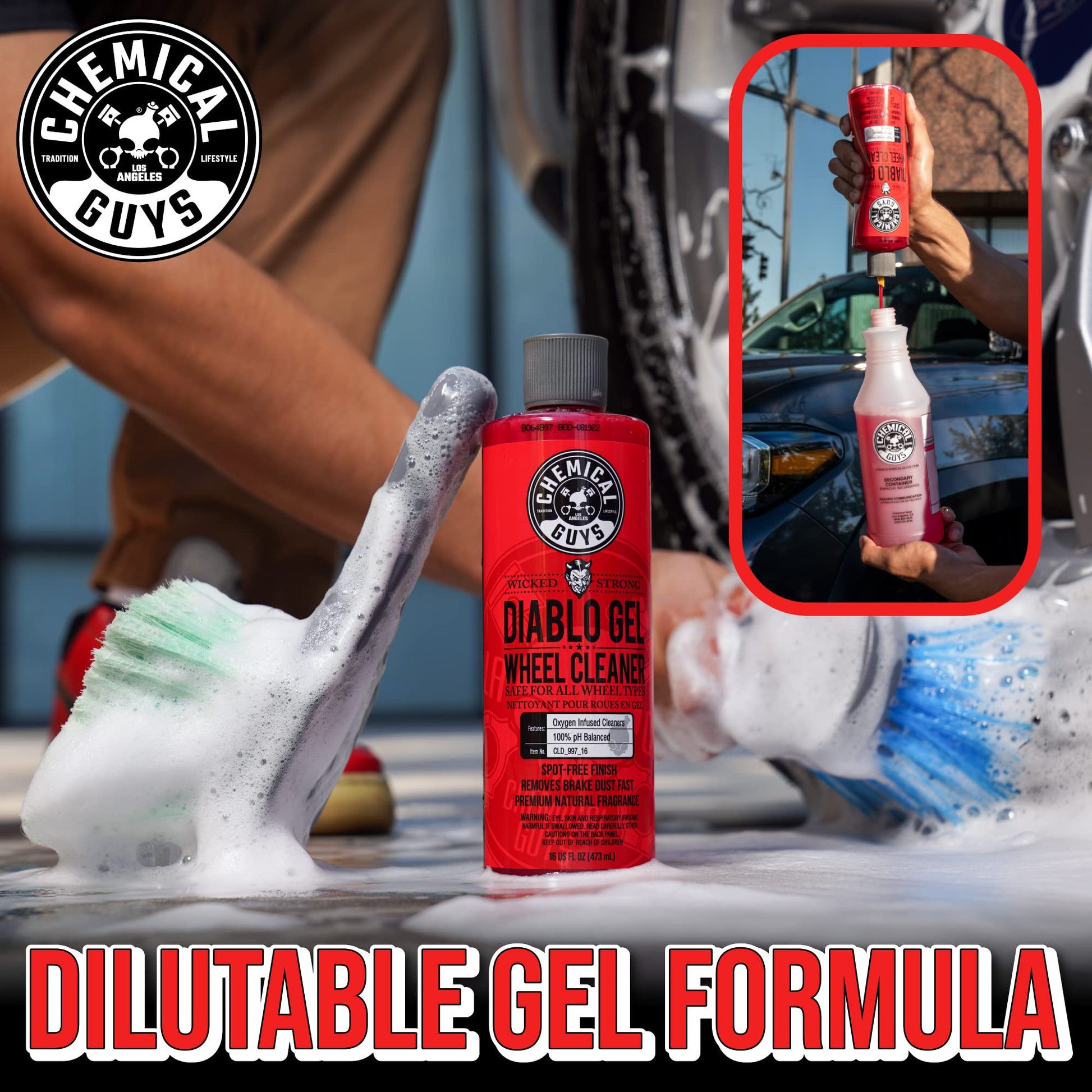 Buy now Chemical Guys Diablo Gel Oxygen Infused Foam Wheel & Rim Cleaner, Concentrated Car Wheel Cleaner Safe on All Finishes, Removes Brake Dust, Dirt, Grime, for Cars, Trucks, SUVs, Motorcycles & RVs, 16 oz at indiglob india