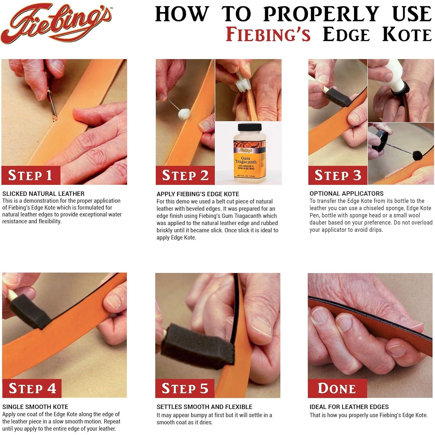 Buy now Fiebing's Edge Kote (4oz, Light Brown) - Leather Edge Paint for Shoes, Furniture, Purses, Couches, Belts - Flexible, Water Resistant, Semi Gloss Color Coating Leather Dye to Protect Natural Edges at indiglob india