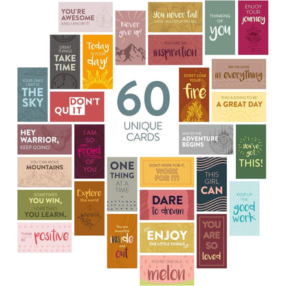 DIVERSEBEE 60 Pack Assorted Motivational Cards - Inspirational and Kindness Mini Note Cards, Gratitude Encouragement Card Set with 60 Unique Motivational Quotes Business Card Size (Assorted)