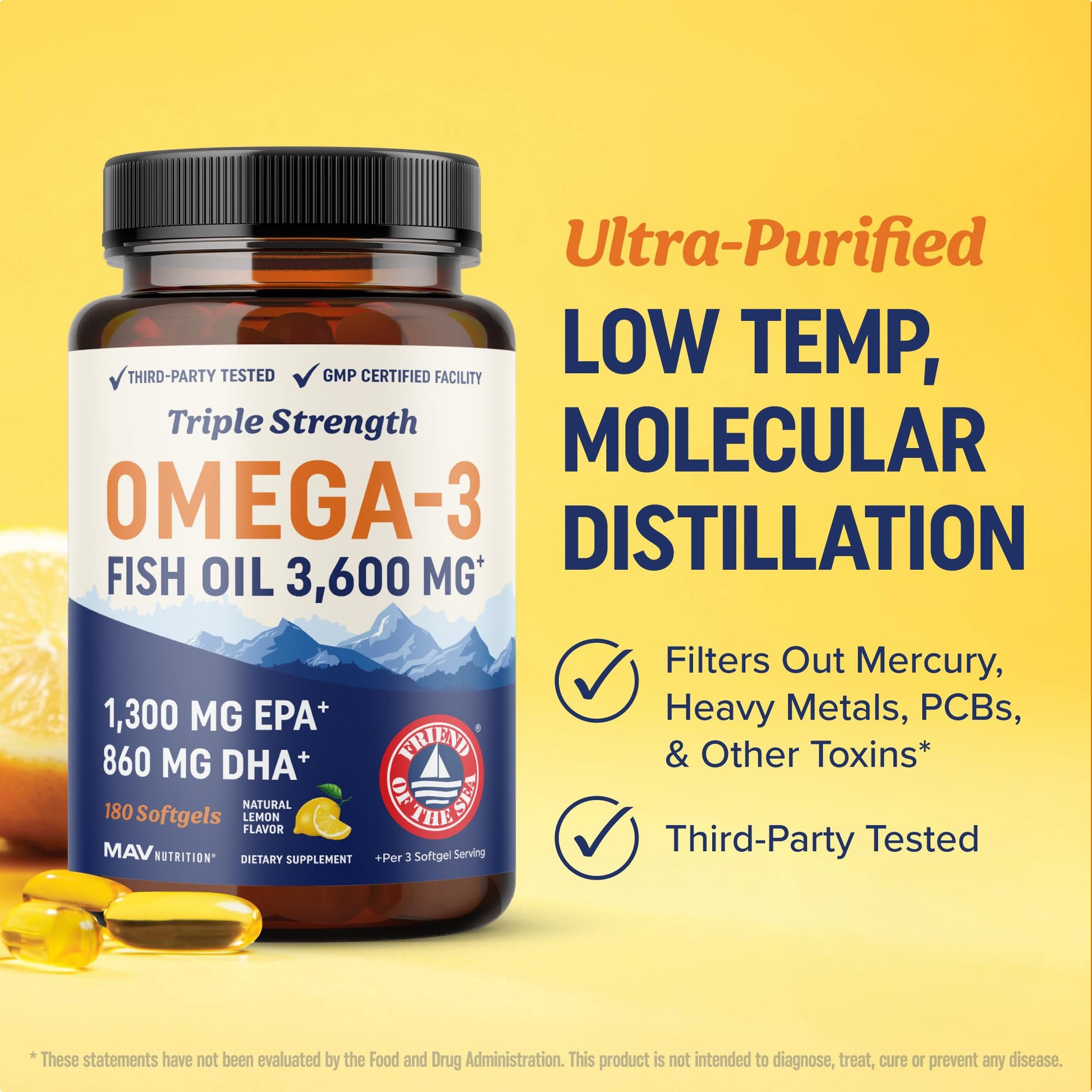 Buy now Triple Strength Omega 3 Fish Oil 3600 mg | EPA & DHA | Over 2100mg Omega-3 Fatty Acids | 1300mg EPA + 860mg DHA | Best Essential Fatty Acids | Premium Wild Caught & Burpless Fish Oil | 180 Ct at indiglob india