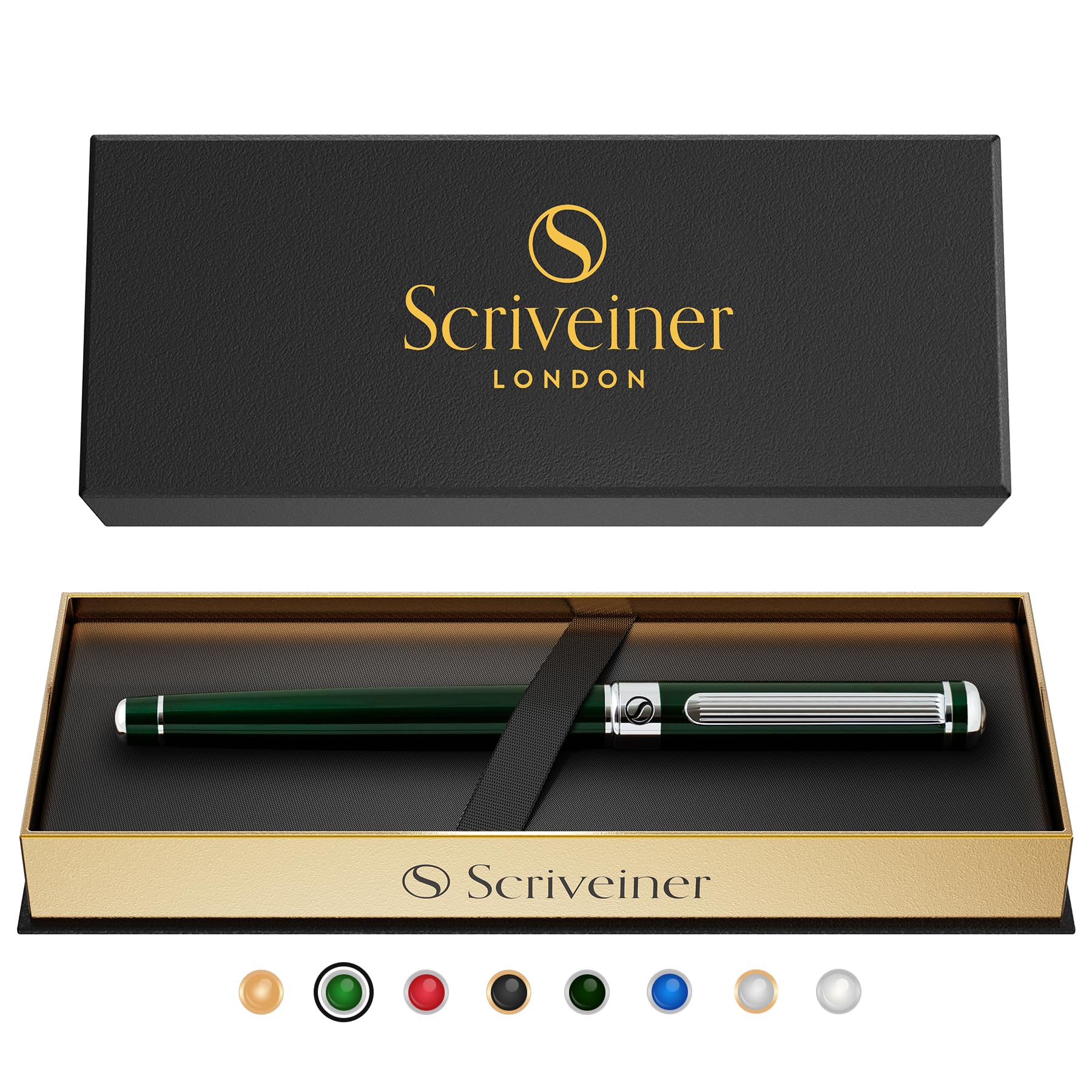 Buy now Scriveiner Black Lacquer Rollerball Pen - Stunning Luxury Pen, Real Gold Plating, Schmidt Ink Refill, Best Roller Ball Gift Set for Men & Women, Professional, Executive Office, Nice Pens at indiglob india