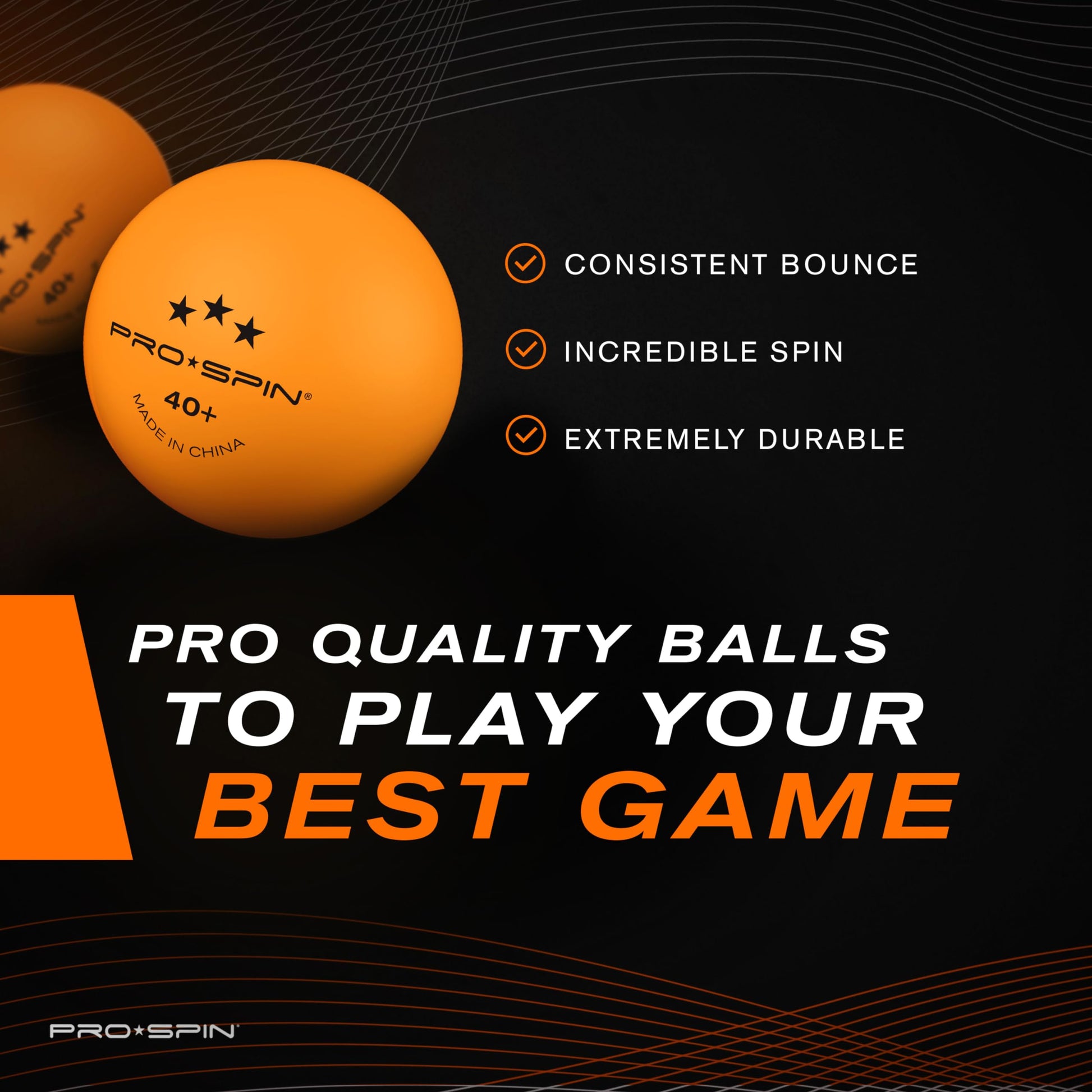 Buy now PRO-SPIN Ping Pong Balls - 3-Star Premium Orange Table Tennis Balls | High-Performance 40+ ABS Professional Quality | Ultimate Durability for Indoor & Outdoor Ping Pong Tables at indiglob india