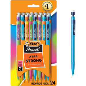BIC Xtra Strong Mechanical Pencils with Erasers, Thick Point (0.9mm), 24-Count, Mechanical Pencils for School or Office Supplies