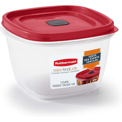Rubbermaid Easy Find Vented Lid Food Storage Containers 7-Cup Red
