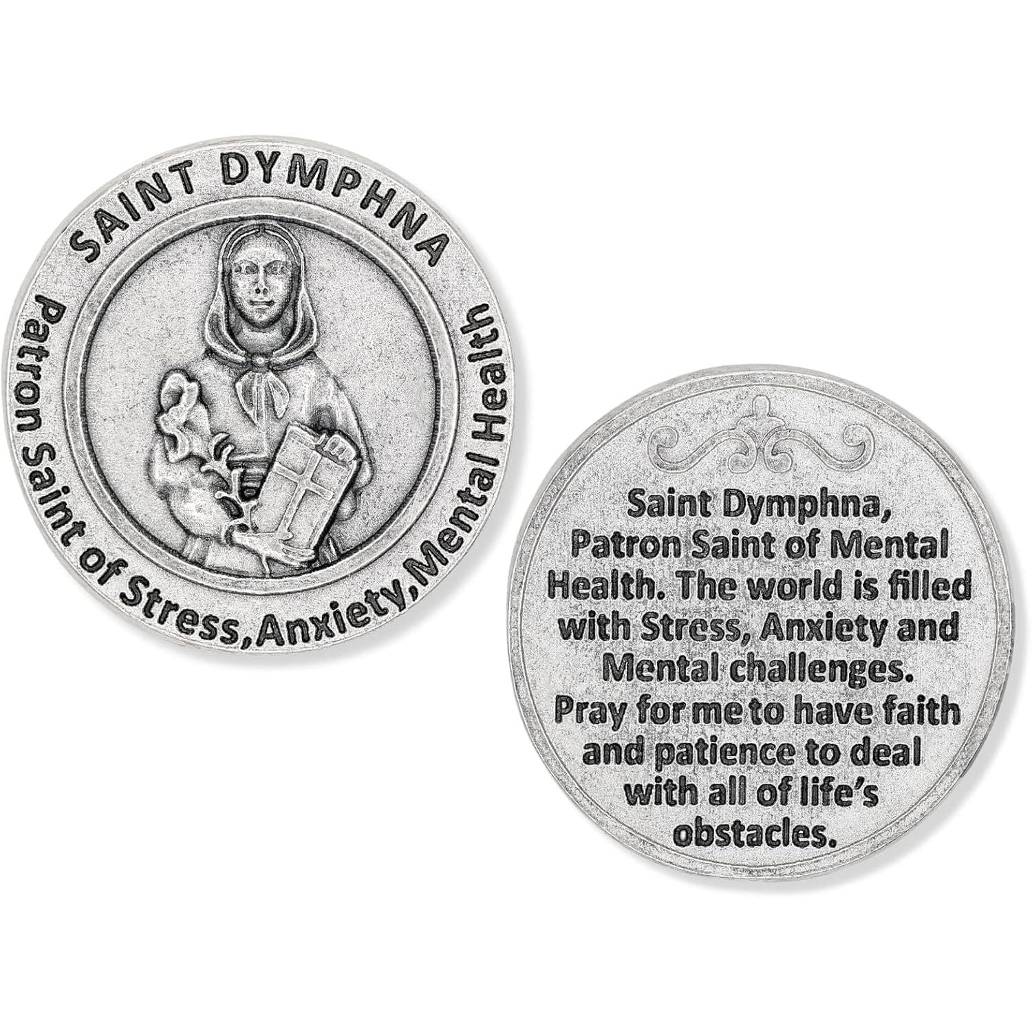 Buy now St St. Saint Dymphna Pocket Token Coin 1.2 with Prayer Catholic Patron Stress Anxiety Mental Health by Gifts Catholic, Inc. at indiglob india