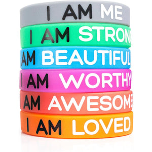Solza Silicone Wristbands Rubber Band Bracelets - Fun Motivational Wristbands for Kids and Adults