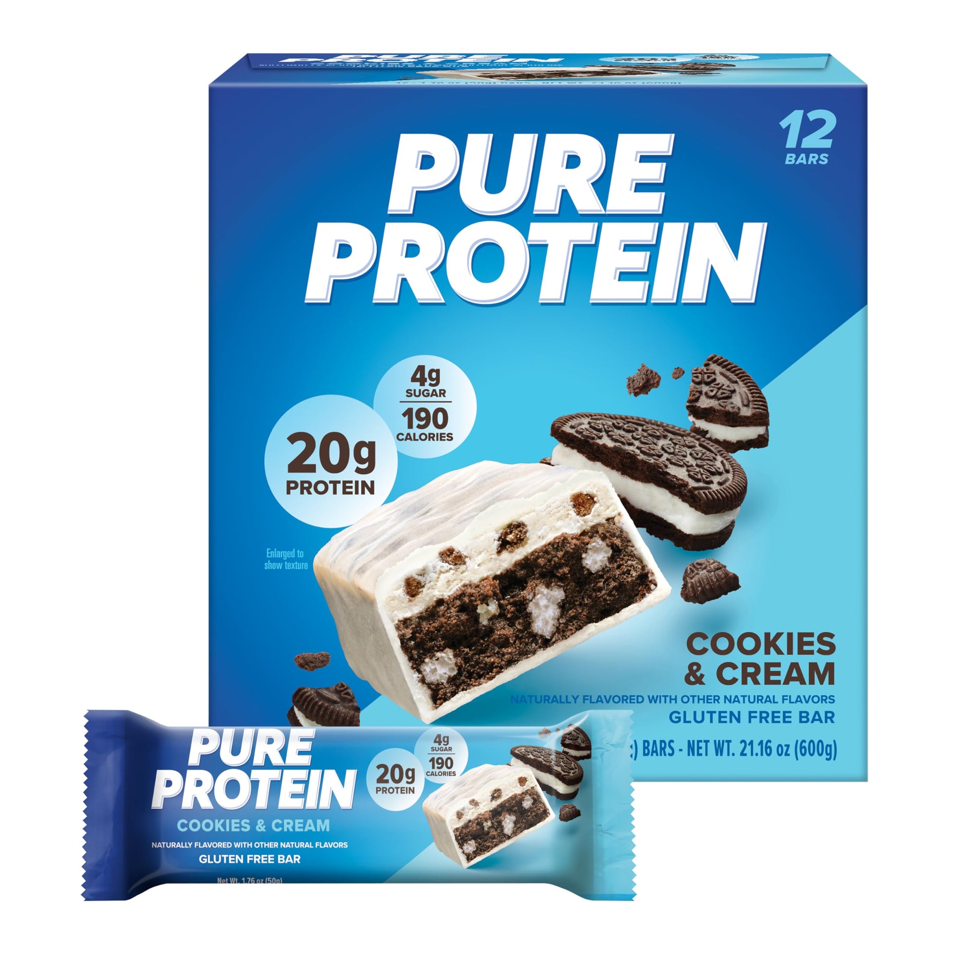Buy now Pure Protein Chocolate Peanut Caramel Protein Bars – 20g Protein, 3g Sugar, 190 Calories (12 count) Low Sugar* High Protein Snack - Gluten Free - Perfect for a Healthy Snack Cookies And Cream at indiglob india
