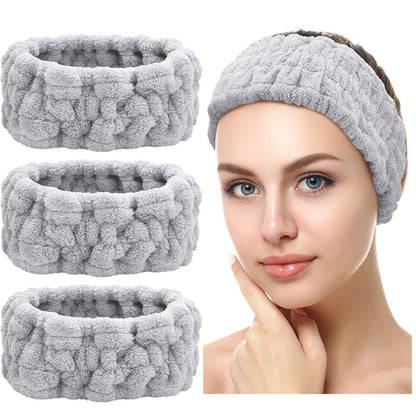 Chuangdi 3 Pieces Spa Headband for Women Facial Makeup Headband Soft Terry Cloth Hairband for Washing Face Mask Spa Shower Gifts(Dark Pink, Dark Blue, Milky-White)