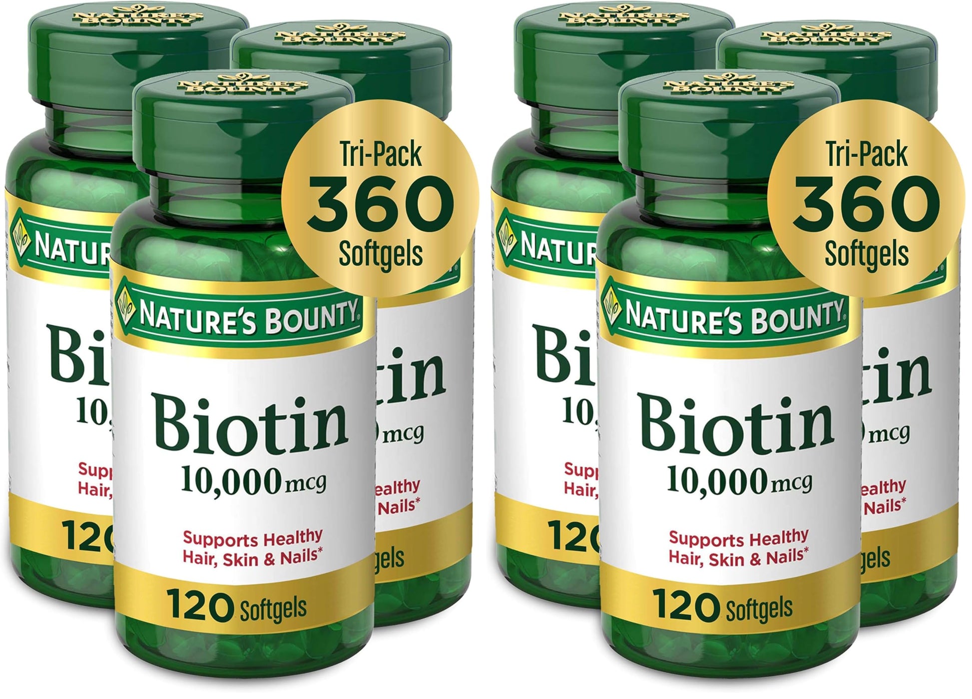 Buy now Nature's Bounty Biotin Hair Skin and Nails Vitamins, Supports Healthy Hair, Skin and Nails, 10,000 mcg, 120 Softgels (Pack of 1) 120 Count (Pack of 6) at indiglob india