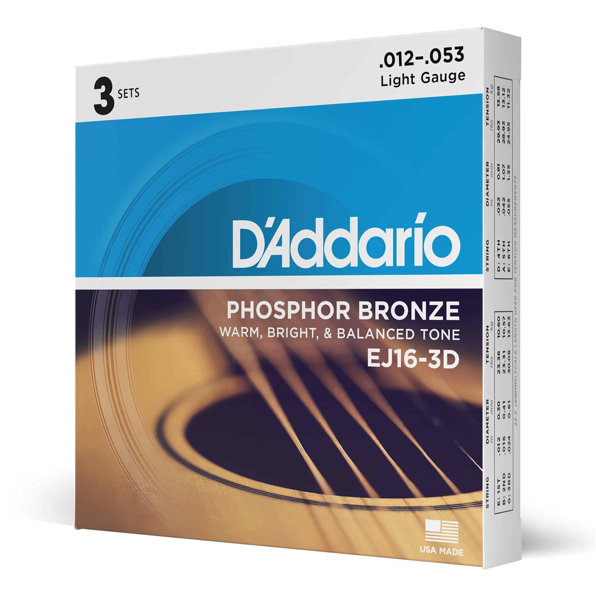 Buy now D'Addario Acoustic Guitar Strings, Phosphor Bronze, EJ42, Resophonic Medium Gauge 16-56, 6-String Set, Pack of 1 at indiglob india