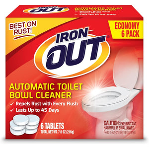 Iron OUT Automatic Toilet Bowl Cleaner Tablets, Helps Remove and Prevent Rust Stains with Every Flush, Lasts up to 45 Days, Made in the USA, 6 Tablets