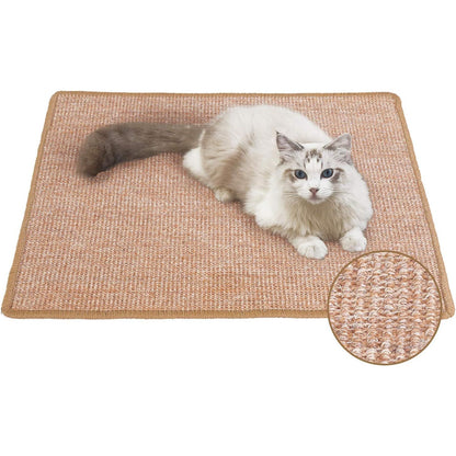 FUKUMARU Cat Scratcher Mat, 23.6 X 15.7 Inch Natural Sisal Cat Scratch Mats, Horizontal Cat Floor Scratching Pad Rug with Sticky Tapes, Protect Couch and Carpets