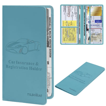 Buy now Leather Car Registration and Insurance Card Holder, Car Document Holder for Cards License with Magnetic Shut (Black, large) Blue-Upgraded at indiglob india