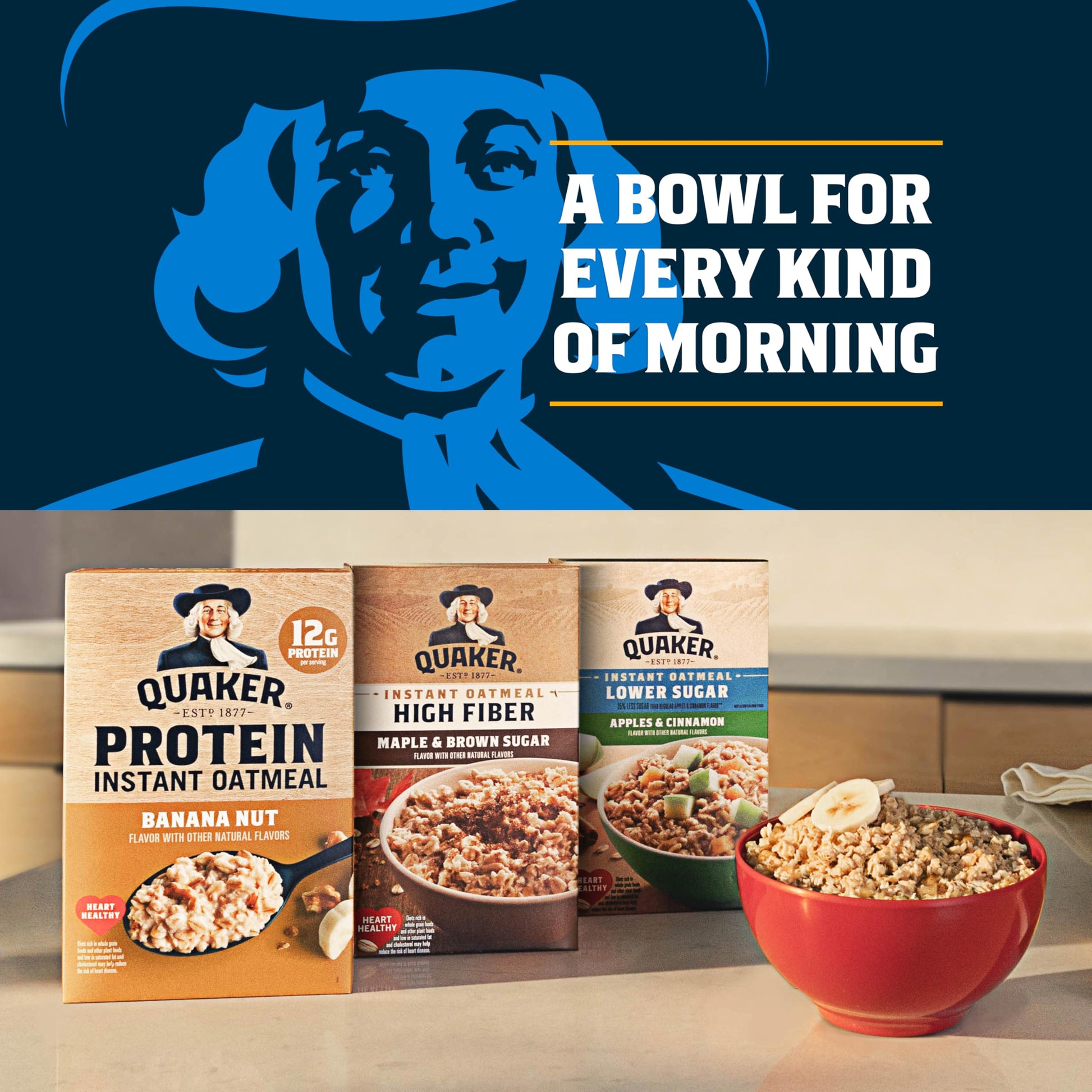 Buy now Quaker Instant Oatmeal Fruit & Cream Variety Pack, Single Serve Packets, (44 Pack) at indiglob india