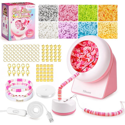Buy now Tilhumt Bead Spinner, 2112Pcs Beading Set for Making 18 Friendship Bracelets, Bracelet Making Kit with 12 Colors Polymer Clay Beads, Crafts for Birthday Gift Choice, Patent Design at indiglob india