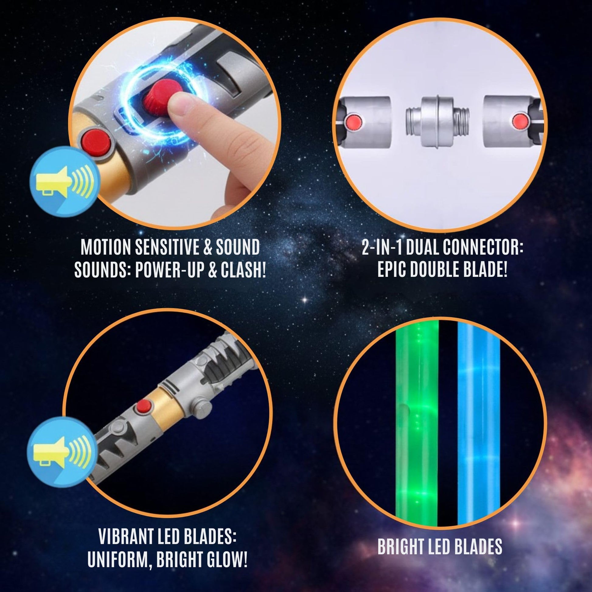 Buy now Liberty Imports 2-in-1 LED Light Up Sabers, Dual Bladed Toy Saber Swords Set for Kids with FX Power Up and Motion Sensitive Sound Effects for Cosplay, Dress Up at indiglob india