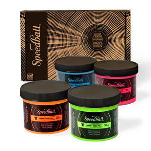 Buy now Speedball Fabric Screen Printing Ink Set, 4oz Fluorescent Colors: Hot Pink, Lime Green, Orange & Blue at indiglob india