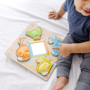 Buy now Melissa & Doug First Play Peek-a-Boo Pets Wooden Touch and Feel Puzzle with Mirror Mirror Toy for Babies and Toddlers, Sensory Toy Puzzle at indiglob india