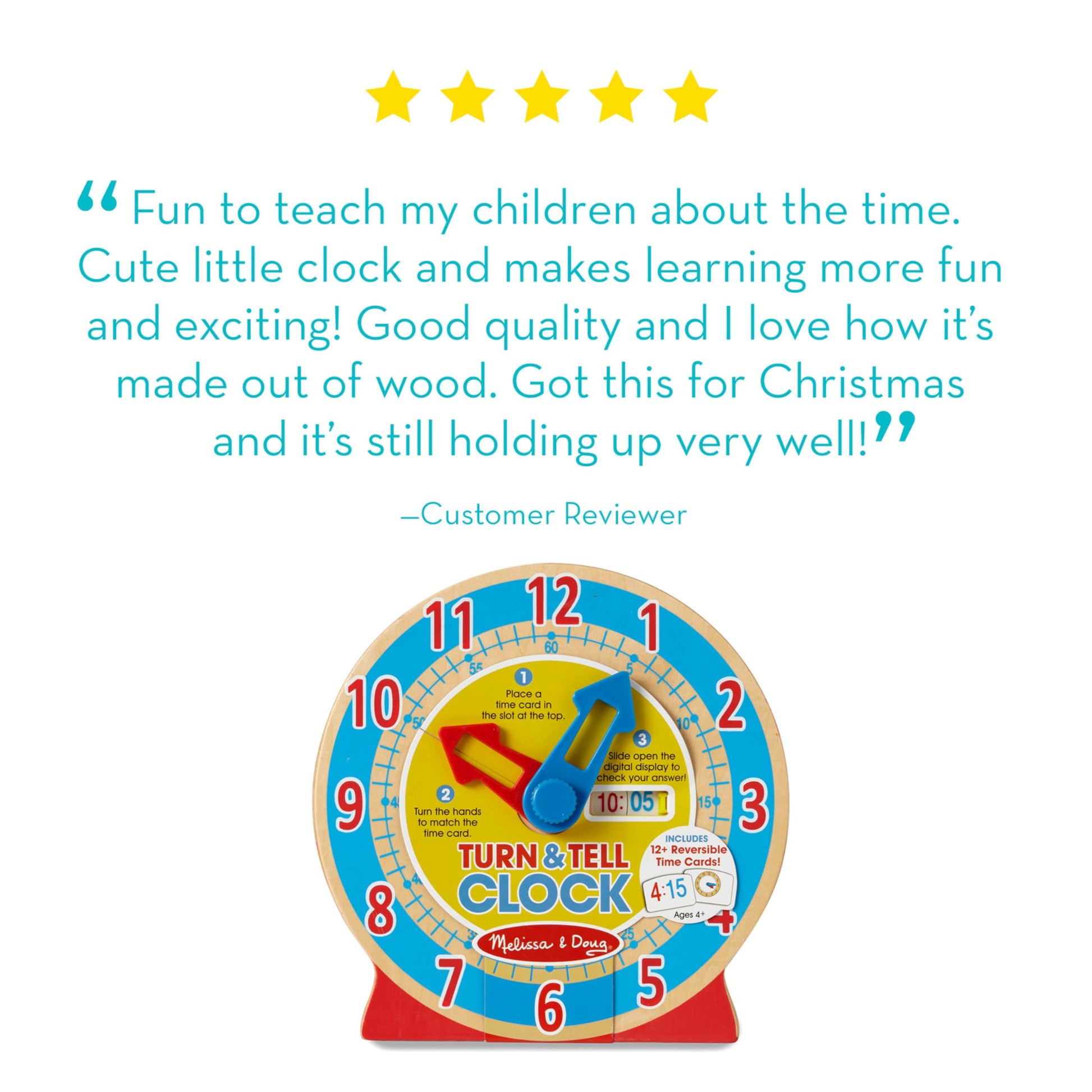 Buy now Melissa & Doug Turn & Tell Wooden Clock - Educational Toy with 12+ Reversible Time Cards at indiglob india