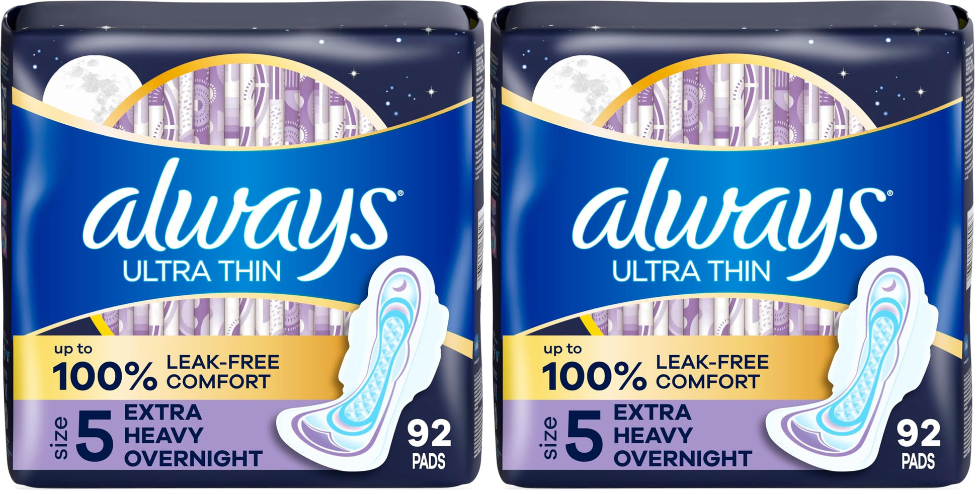 Buy now Always Maxi Overnight Pads with Wings for Women, Size 5, Extra Heavy Overnight Absorbency, Unscented, 36 Count 5 (Pack of 2) 184 at indiglob india